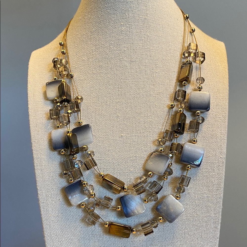 Elegant Multi-Strand Gold and Silver Necklace - Picture 1 of 4